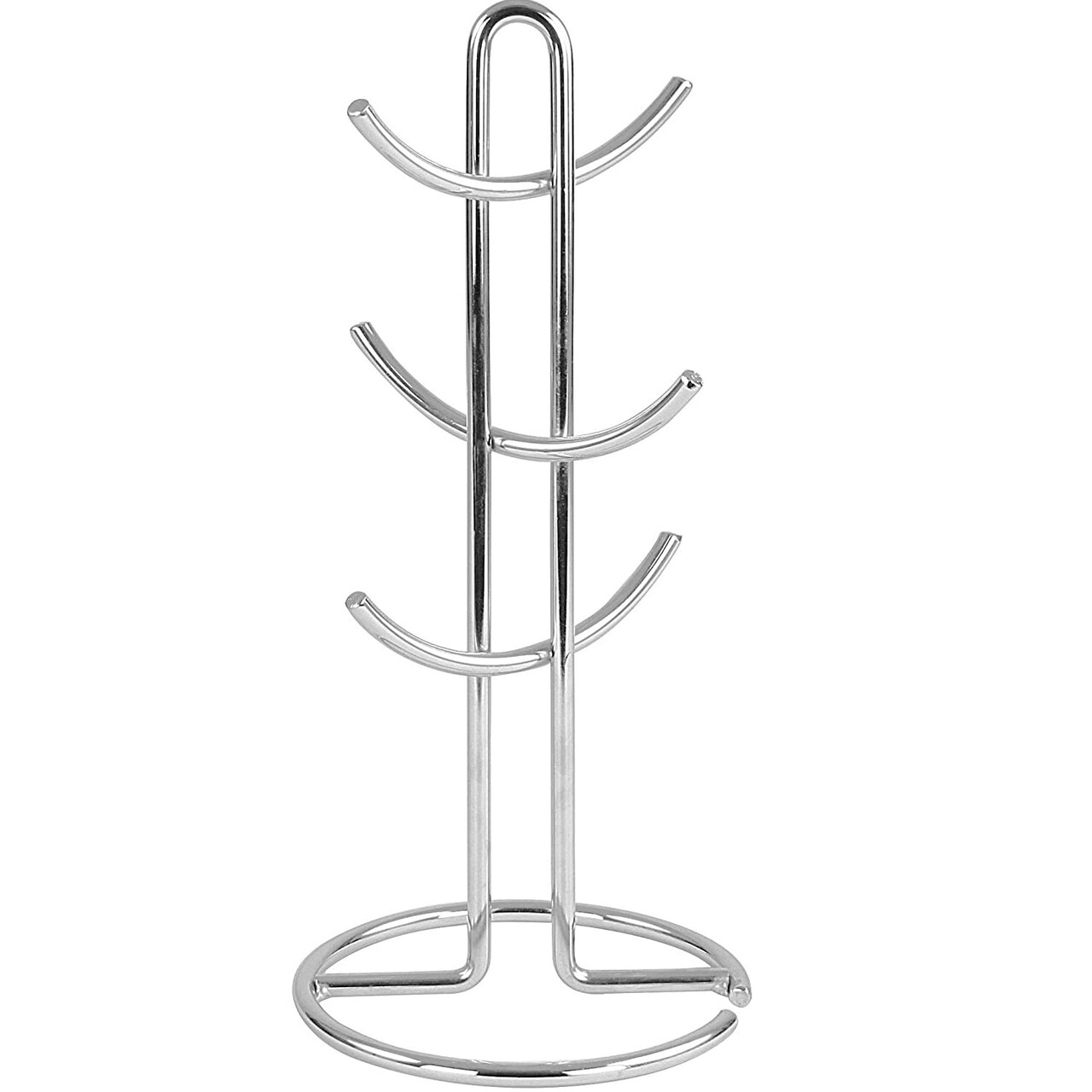 Spectrum Diversified Euro 6 Countertop Mug Tree, Mugs & Tea Cup Storage Rack, Coffee Counter Bar Accessory & Kitchen Organizer, Satin Nickel